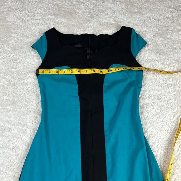 Dresscode LA Teal and black sheath wiggle dress, size medium - Picture 5 of 9